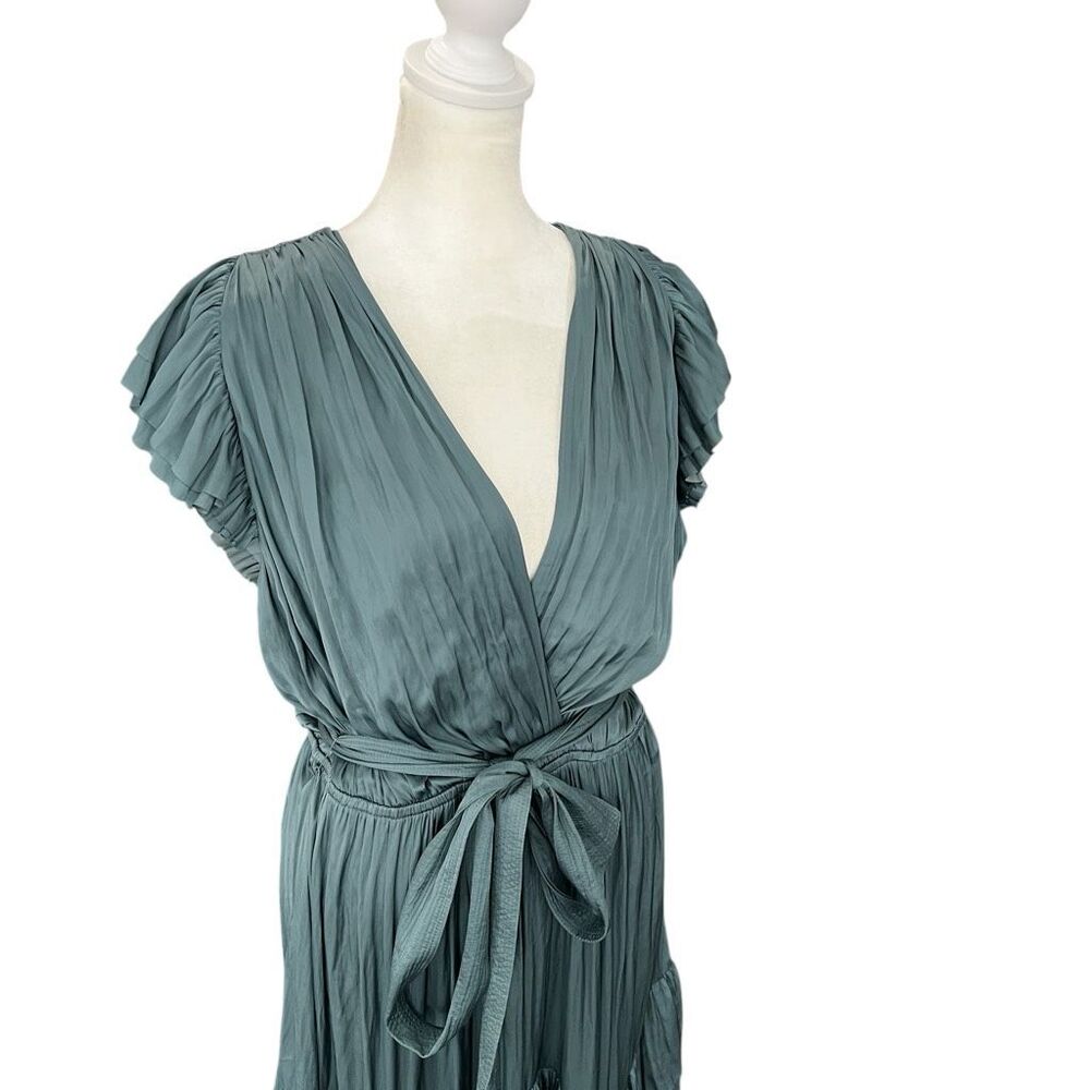 Ulla Johnson Abella Pleated Ruffle Midi Dress Atlantic Blue Size 10 - Picture 5 of 12